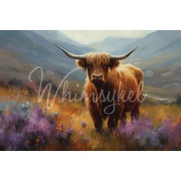 Flora, Highland Cow. Papel Tissue para Decoupage. Whimsykel Designs. Los mejores productos en L'aura Bella, tu tienda online.