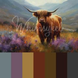 Flora, Highland Cow. Papel Tissue para Decoupage. Whimsykel Designs. Los mejores productos en L'aura Bella, tu tienda online.