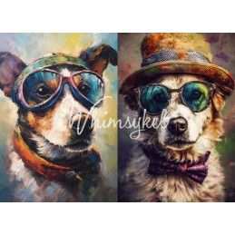 Rascal y Doogee Duo. Papel Tissue para Decoupage. Whimsykel Designs. Los mejores productos en L'aura Bella, tu tienda online.