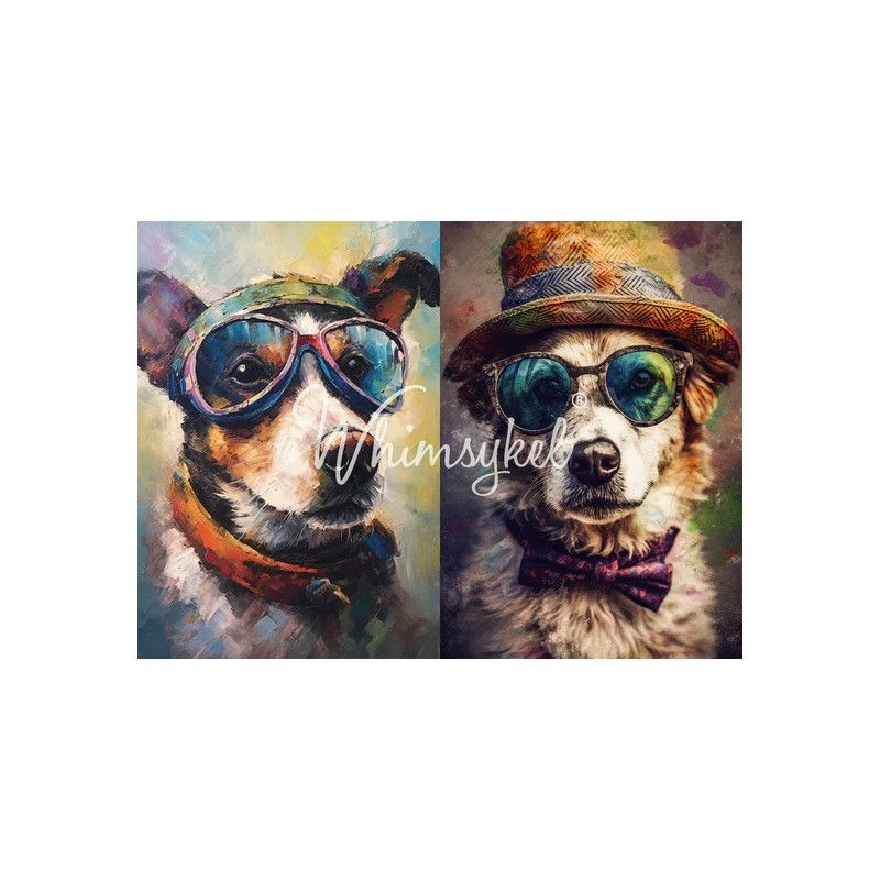 Rascal y Doogee Duo. Papel Tissue para Decoupage. Whimsykel Designs. Los mejores productos en L'aura Bella, tu tienda online.