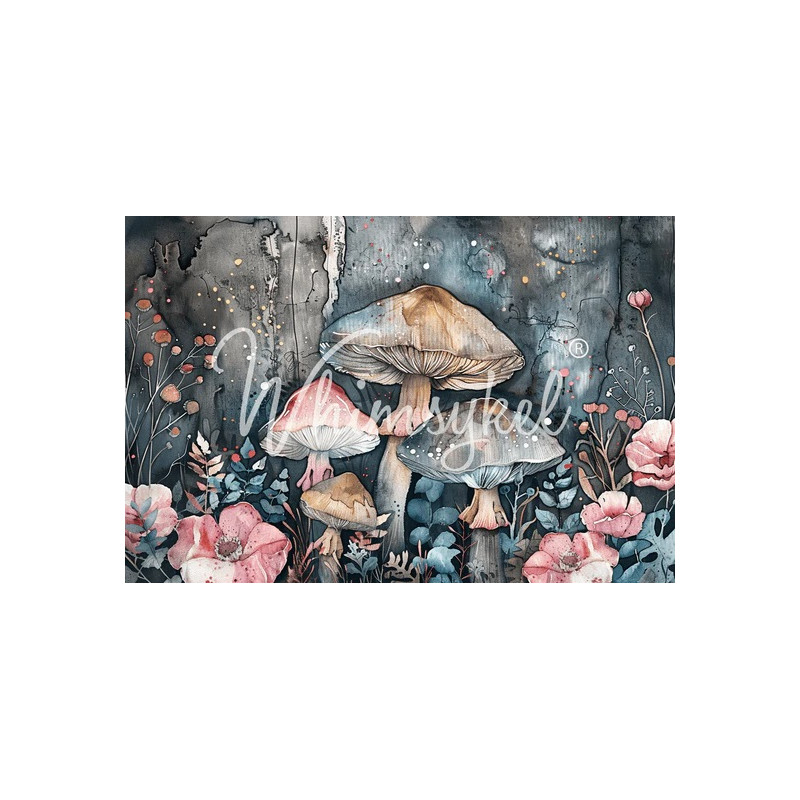 Mushroom Serenade. Papel Tissue para Decoupage. Whimsykel Designs. Los mejores productos en L'aura Bella, tu tienda online.
