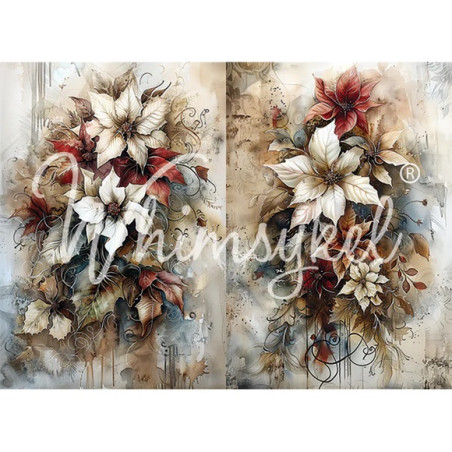 Christmas Floral. Papel Tissue para Decoupage. Whimsykel Designs. Los mejores productos en L'aura Bella, tu tienda online.