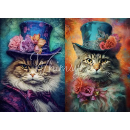 Duo Cats. Papel Tissue para Decoupage. Whimsykel Designs. Los mejores productos en L'aura Bella, tu tienda online.