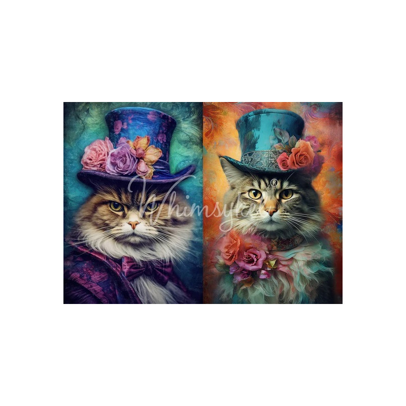 Duo Cats. Papel Tissue para Decoupage. Whimsykel Designs. Los mejores productos en L'aura Bella, tu tienda online.