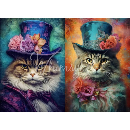 Duo Cats. Papel Tissue para Decoupage. Whimsykel Designs. Los mejores productos en L'aura Bella, tu tienda online.