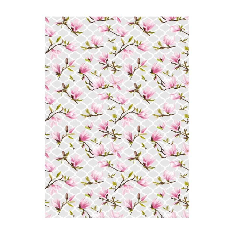 Papel de arroz Magnolias sobre un fondo gris, Cadence PA558. Los mejores productos en L'aura Bella tu tienda online