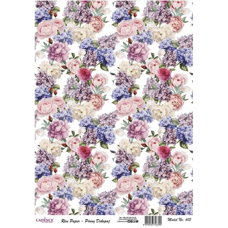 Papel de arroz Bouquets de rosas, peonías y hortensias Cadence PA613. Los mejores productos en L'aura Bella tu tienda online