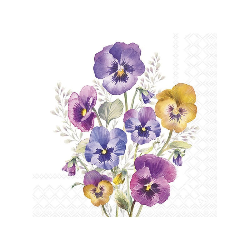 Servilleta para decoupage: Pansies, pensamientos. 33x33 cm. 13318165 Los mejores productos en L'aura Bella tu tienda online