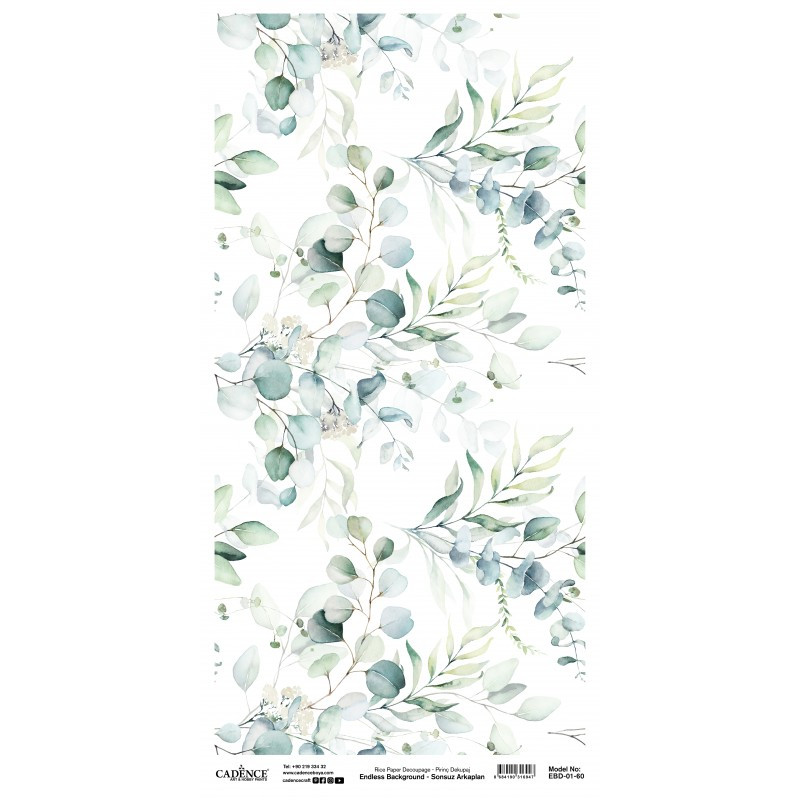 Papel de arroz en rollo con hojas de eucalipto. Cadence EBD01. Los mejores productos en L'aura Bella tu tienda online