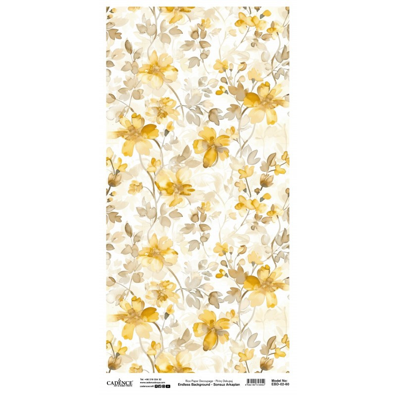 Papel de arroz en rollo con flores amarillas. Cadence EBD02. Los mejores productos en L'aura Bella tu tienda online