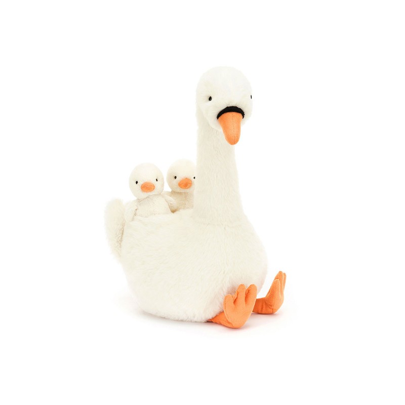 Featherful Swan, Cisne con 2 polluelos. FEA2S. Peluche Jellycat Los mejores productos en L'aura Bella, tu tienda online