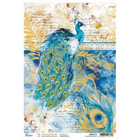 Papel de arroz A4. Piuma Nocturnal Peacock. Ciao Bella. Los mejores productos en L'aura Bella, tu tienda online