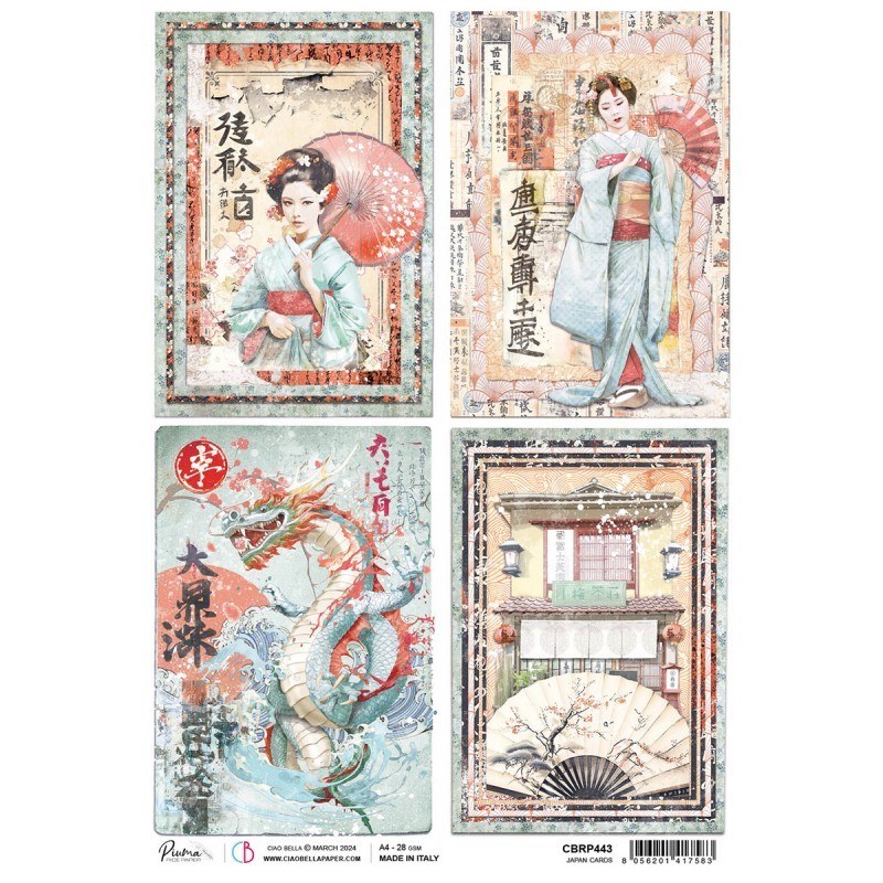 Papel de Arroz A4, Japan Cards. Ciao Bella CBRP443. Los mejores productos en L'aura Bella, tu tienda online.