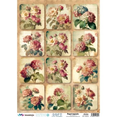 Flores vintage 4, 12 imágenes. SPA5218. papel soft japonés. Montejo. Los mejores productos en L'aura Bella, tu tienda online