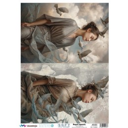 Mujeres con pájaros volando. SPA5840. papel soft japonés. Montejo. Los mejores productos en L'aura Bella, tu tienda online