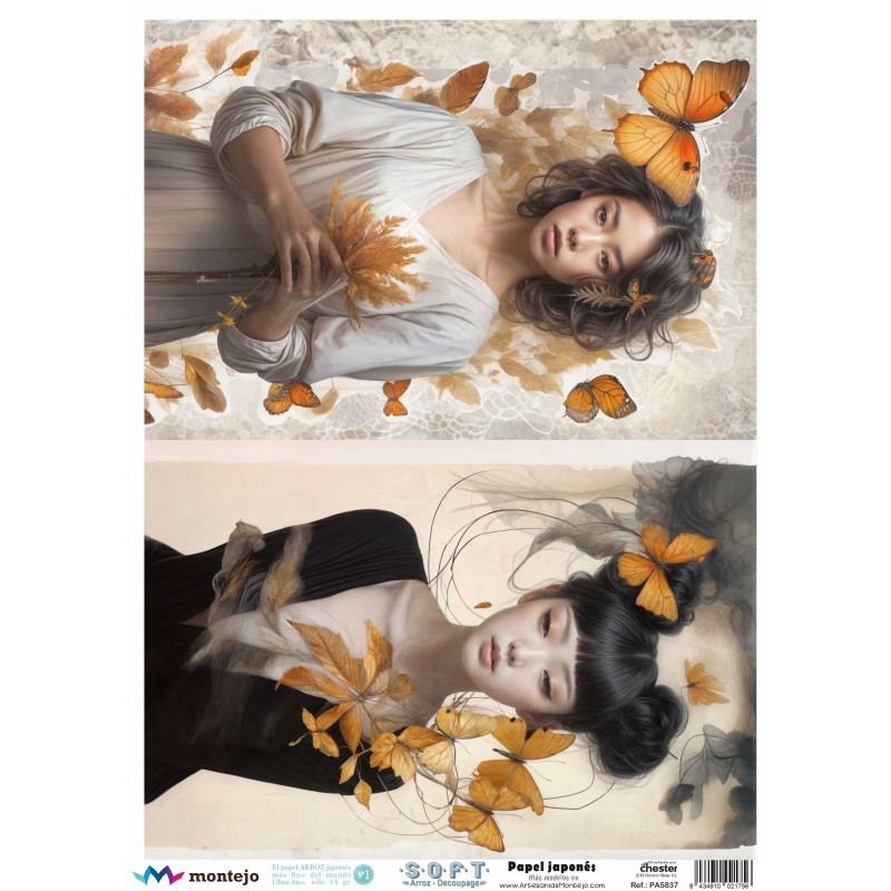 Mujeres con mariposas. SPA5837. papel soft japonés. Montejo. Los mejores productos en L'aura Bella, tu tienda online