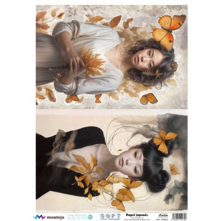 Mujeres con mariposas. SPA5837. papel soft japonés. Montejo. Los mejores productos en L'aura Bella, tu tienda online