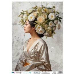 Mujer con flores de sombrero. SPA5833. papel soft japonés. Montejo. Los mejores productos en L'aura Bella, tu tienda online