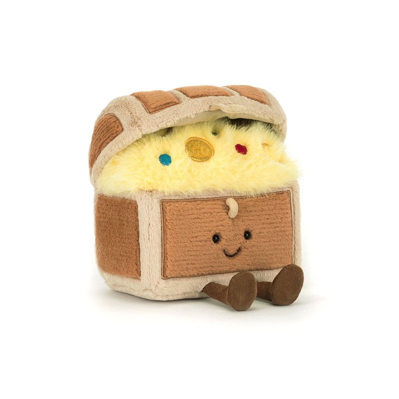 Amuseables Treasure Chest, cofre feliz. A2TRES. Peluche Jellycat Los mejores productos en L'aura Bella, tu tienda online