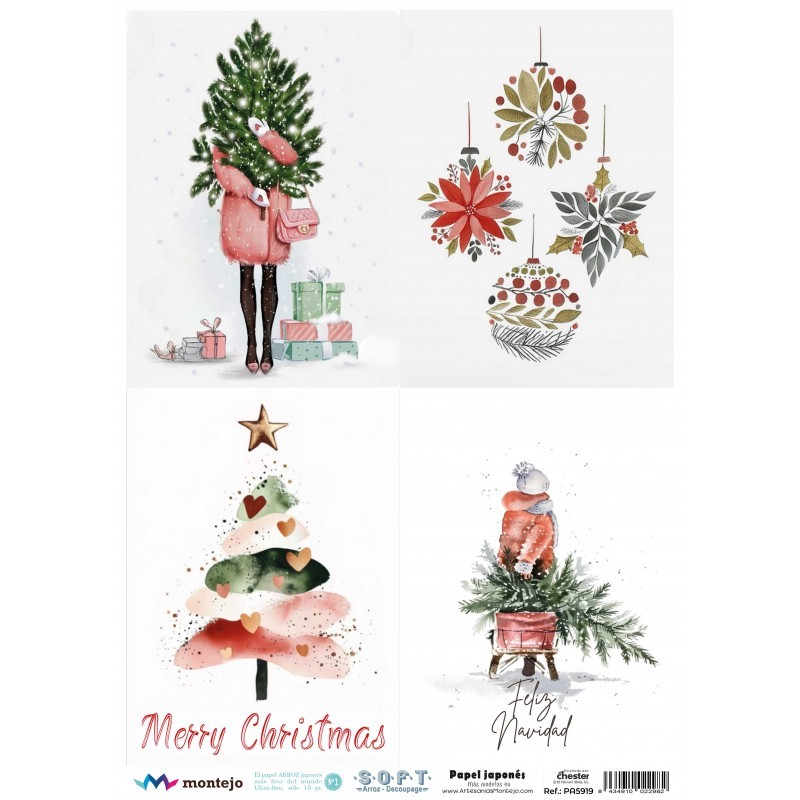 4 imágenes Navidad. SPA5919. papel soft japonés. Montejo. Los mejores productos en L'aura Bella, tu tienda online