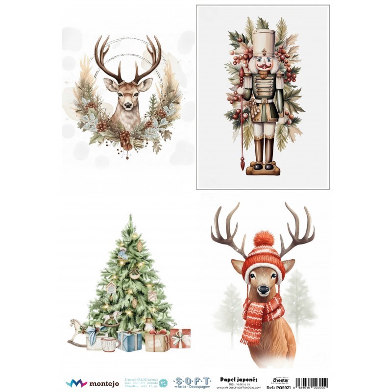 4 imágenes Navidad. SPA5921. papel soft japonés. Montejo. Los mejores productos en L'aura Bella, tu tienda online