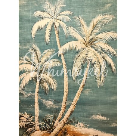 Linen Palms. Papel Tissue para Decoupage. Whimsykel Designs. Los mejores productos en L'aura Bella, tu tienda online.