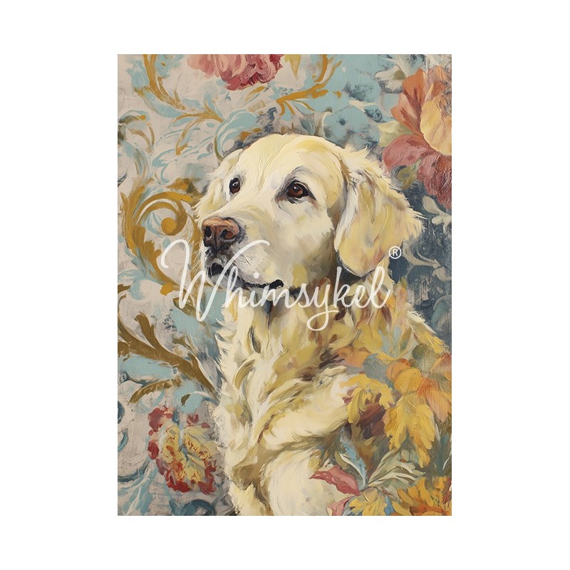 Golden Retriever. Papel Tissue para Decoupage. Whimsykel Designs. Los mejores productos en L'aura Bella, tu tienda online.