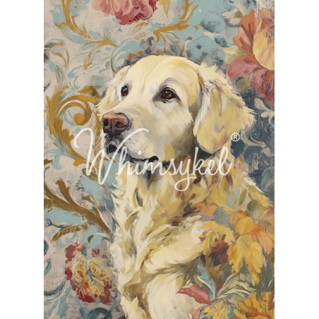 Golden Retriever. Papel Tissue para Decoupage. Whimsykel Designs. Los mejores productos en L'aura Bella, tu tienda online.