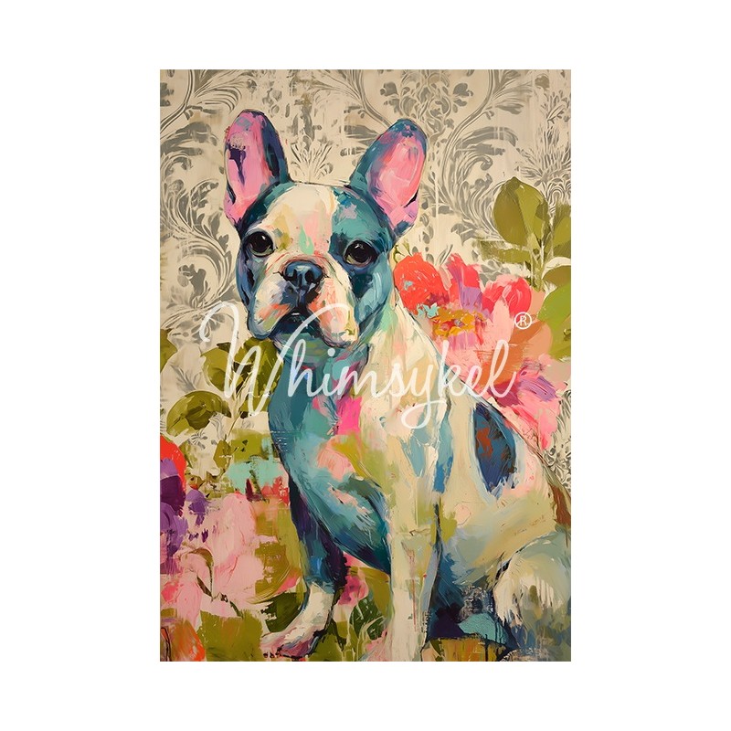 Frenchie, Bulldog. Papel Tissue para Decoupage. Whimsykel Designs. Los mejores productos en L'aura Bella, tu tienda online.