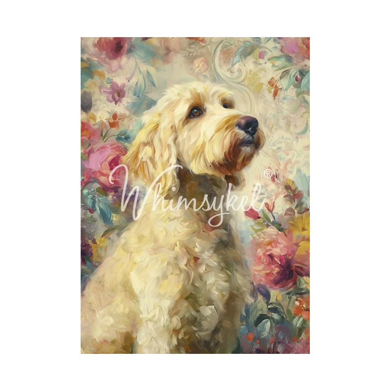 Golden Doodle. Papel Tissue para Decoupage. Whimsykel Designs. Los mejores productos en L'aura Bella, tu tienda online.