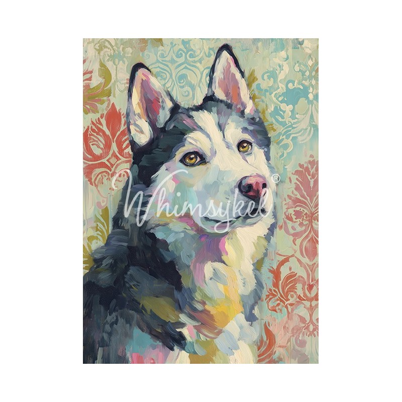 Husky. Papel Tissue para Decoupage. Whimsykel Designs. Los mejores productos en L'aura Bella, tu tienda online.