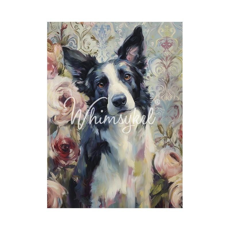 Border Collie. Papel Tissue para Decoupage. Whimsykel Designs. Los mejores productos en L'aura Bella, tu tienda online.
