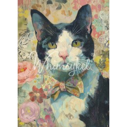 Gato Tuxedo. Papel Tissue para Decoupage. Whimsykel Designs. Los mejores productos en L'aura Bella, tu tienda online.