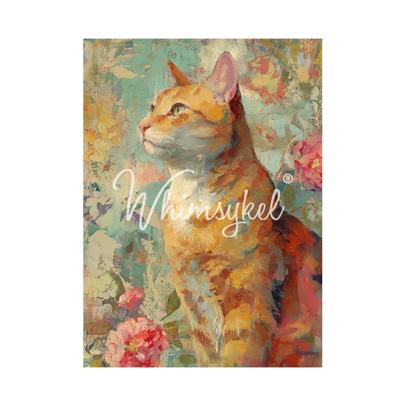 Orange Tabby. Papel Tissue para Decoupage. Whimsykel Designs. Los mejores productos en L'aura Bella, tu tienda online.
