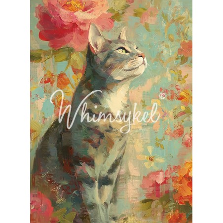 Gray Tabby. Papel Tissue para Decoupage. Whimsykel Designs. Los mejores productos en L'aura Bella, tu tienda online.