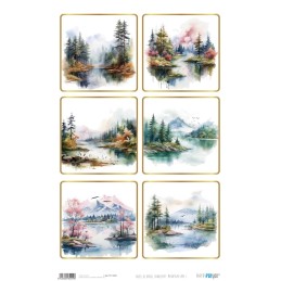 Papel de arroz Landscape: Mountain Lake I. PFY15259. Los mejores productos en L'aura Bella tu tienda online