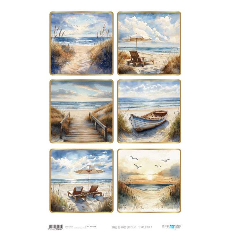 Papel de arroz Landscape: Sunny Beach I. PFY15266. Los mejores productos en L'aura Bella tu tienda online