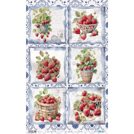 Papel de arroz Strawberries III. PFY13754. Los mejores productos en L'aura Bella tu tienda online