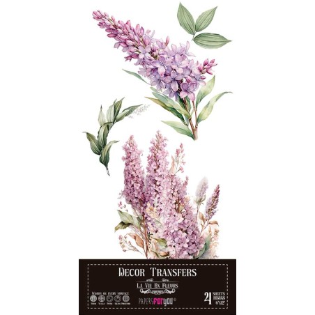 Lilacs. Decorative Transfers 15x30cm 6″x 12″. 4 Hojas. PFY-14773. Los mejores productos en L'aura Bella, tu tienda online