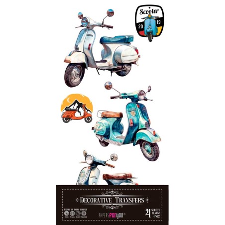Scooter II. Decorative Transfers 15x30cm 6″x 12″. 4 Hojas. PFY-14631. Los mejores productos en L'aura Bella, tu tienda online
