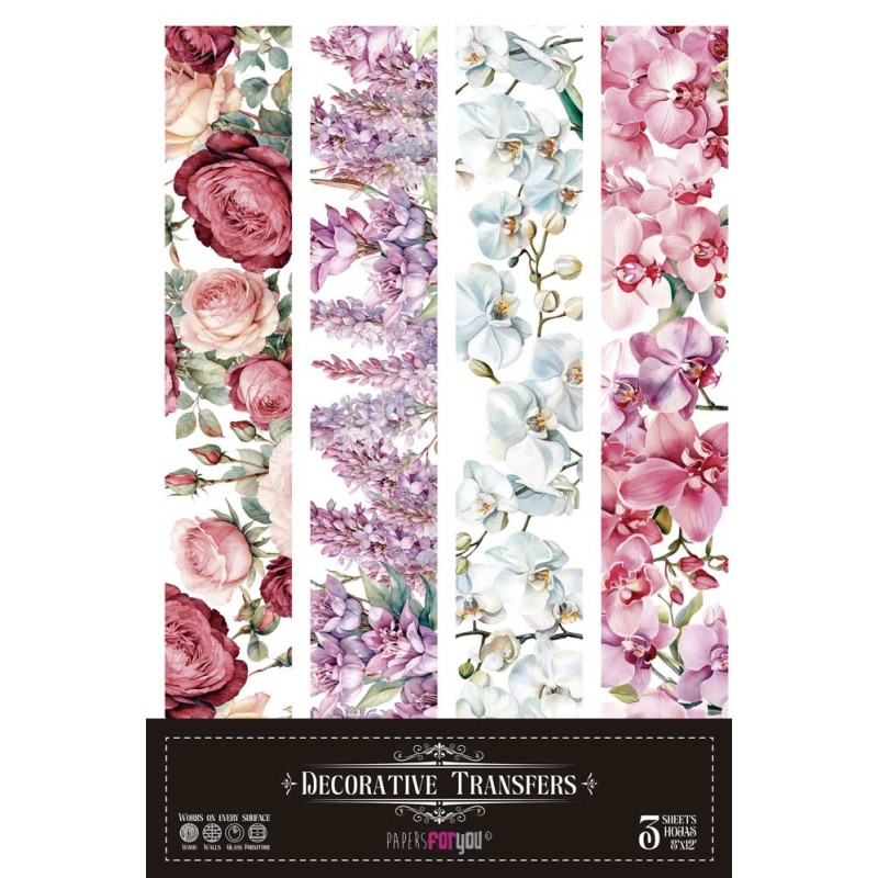 Borders. Decorative Transfers 20x30cm 8″x 12″. 3 Hojas. PFY-14634. Los mejores productos en L'aura Bella, tu tienda online