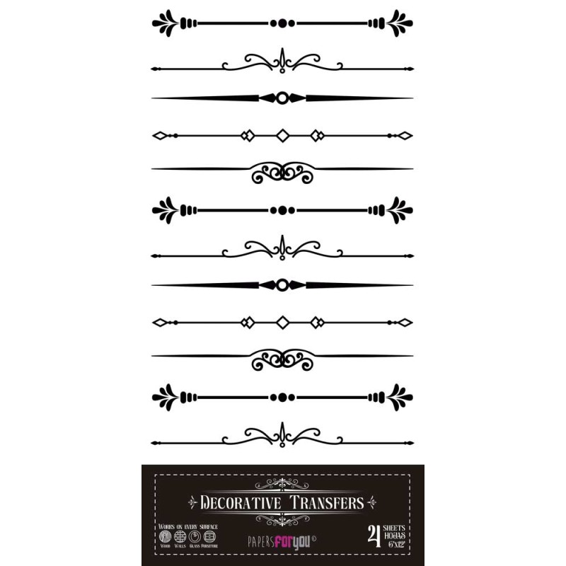 Baroque Borders. Decorative Transfers 15x30cm 6″x 12″. PFY-15236. Los mejores productos en L'aura Bella, tu tienda online