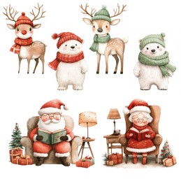 Santa & Friends. Decorative Transfers 30x30cm. 2 Hojas. PFY-15433. Los mejores productos en L'aura Bella, tu tienda online
