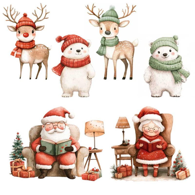 Santa & Friends. Decorative Transfers 30x30cm. 2 Hojas. PFY-15433. Los mejores productos en L'aura Bella, tu tienda online