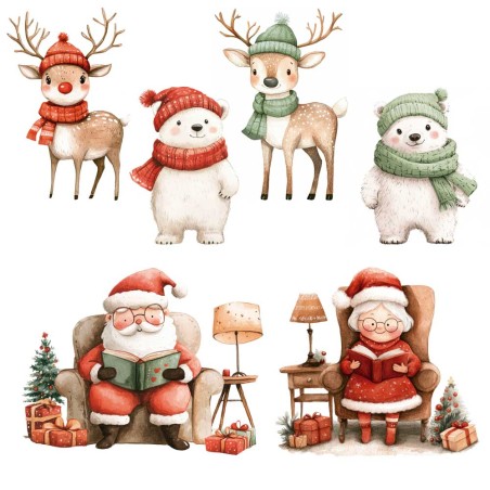 Santa & Friends. Decorative Transfers 30x30cm. 2 Hojas. PFY-15433. Los mejores productos en L'aura Bella, tu tienda online