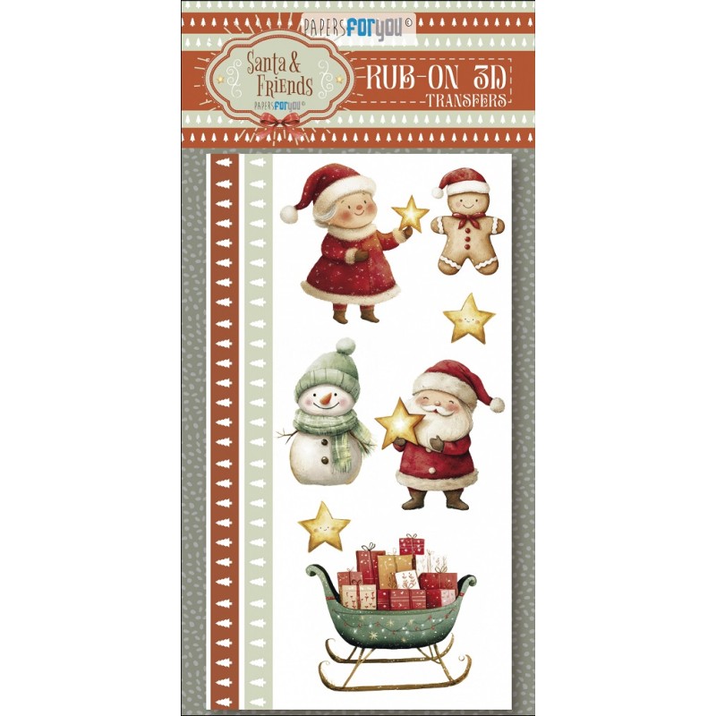 Santa & Friends. Rub On Transfers 12x25cm. 2 Hojas. PFY-15434. Los mejores productos en L'aura Bella, tu tienda online