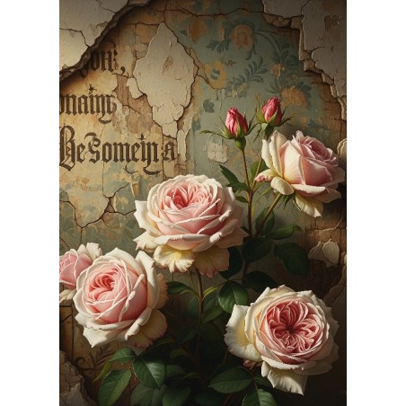 Gritty Roses. Papel Decoupage Mint by Michelle. A1. Los mejores productos en L'aura Bella, tu tienda online