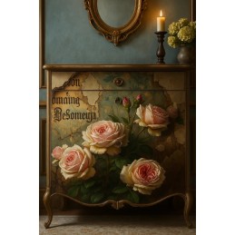 Gritty Roses. Papel Decoupage Mint by Michelle. A1. Los mejores productos en L'aura Bella, tu tienda online