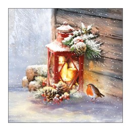 Servilleta para decoupage: Robin by lantern. 33315340. Los mejores productos en L'aura Bella, tu tienda online