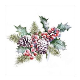 Servilleta para decoupage: Holly and berries. 33315570. Los mejores productos en L'aura Bella, tu tienda online